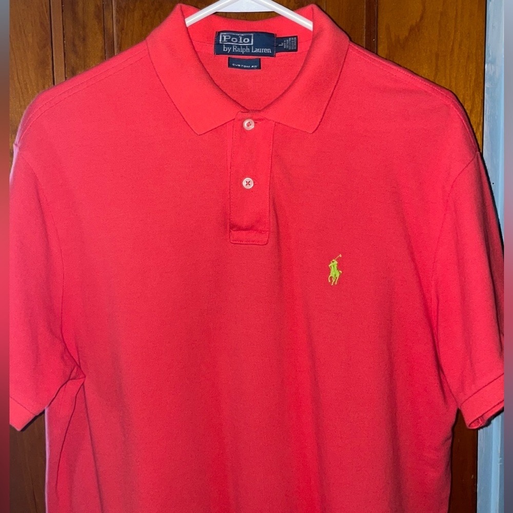 Polo Ralph Lauren-Custom Fit-Beautiful Bright Red w/ Bright Lime Green Horse!